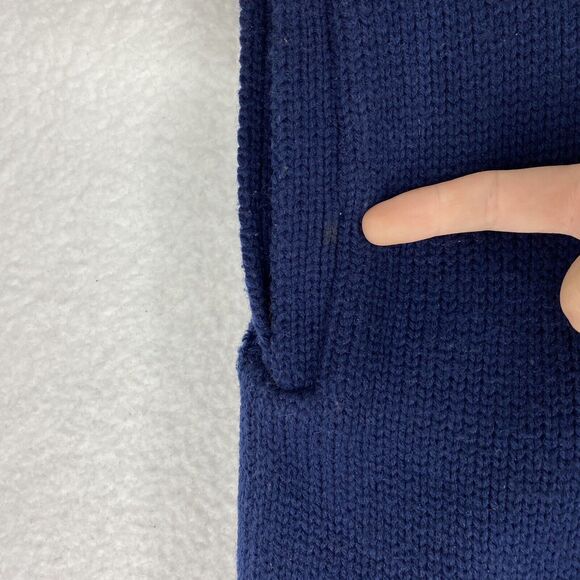 Vtg Campus Sweater Vest Mens Sz L Blue Cardigan Virgin Acrylic Reversible Sherpa - Picture 10 of 16